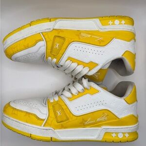Louis Vuitton Men's Yellow and White Sneakers